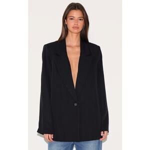 PrettyLittleThing Oversized Drapey Button Detail Blazer - Black, US Size 8, NWT